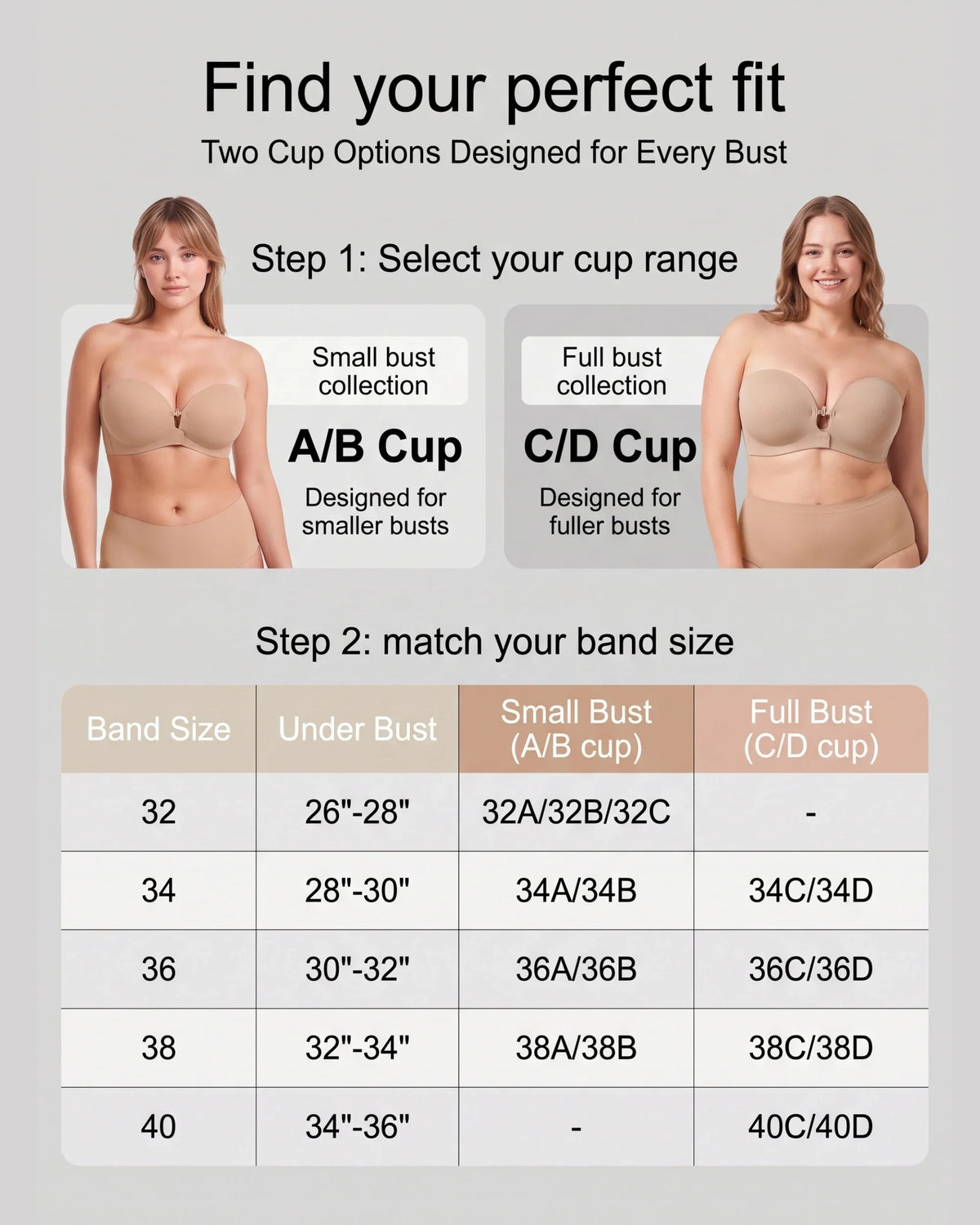 Wireless Front-Closure Molded Push up Strapless Bra