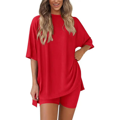 Oversized Crewneck Split Hem Lounge Set