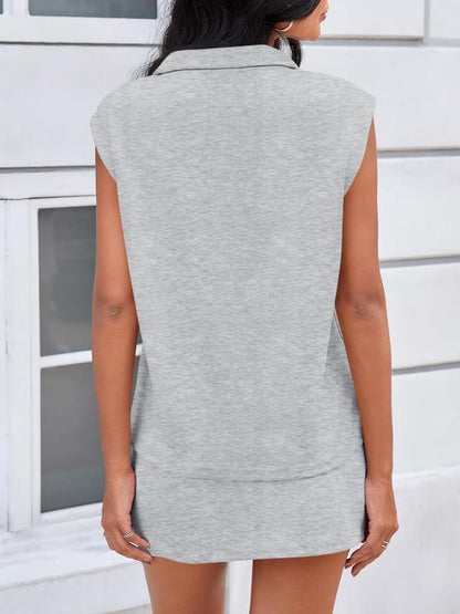 Athletic Half-Zip Sleeveless Skort Set