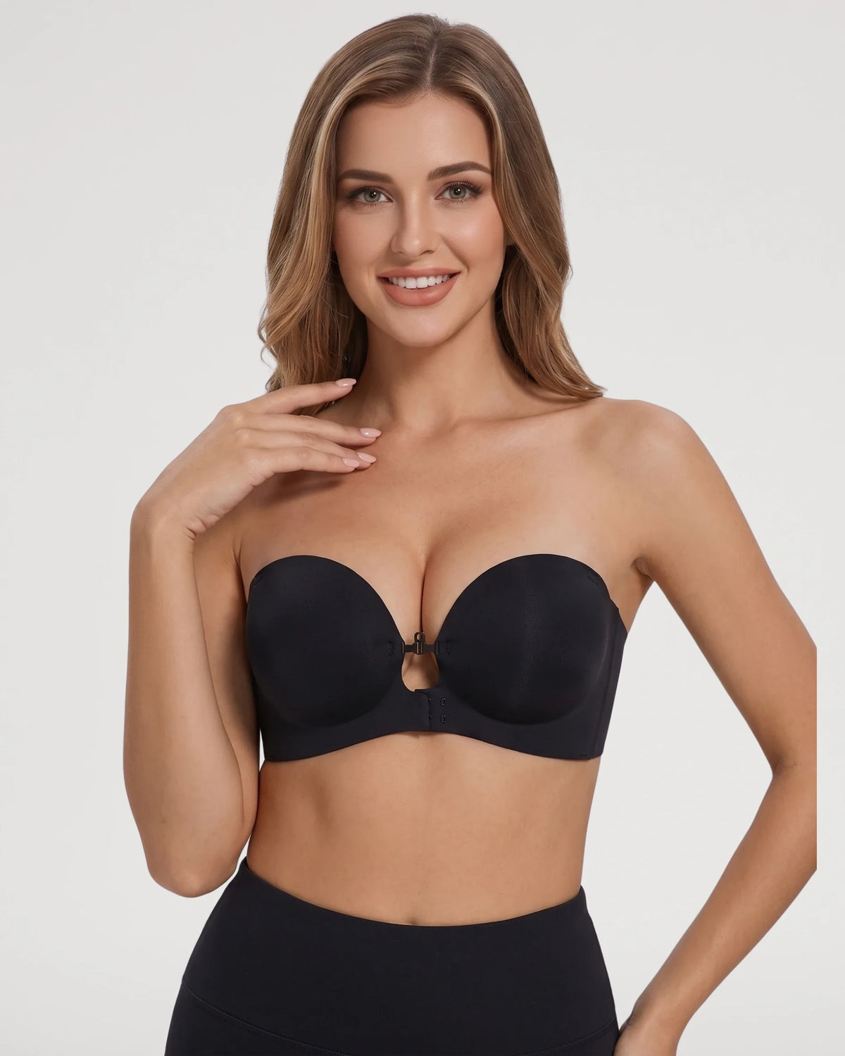 Front-Closure Wireless Padded Strapless Bra