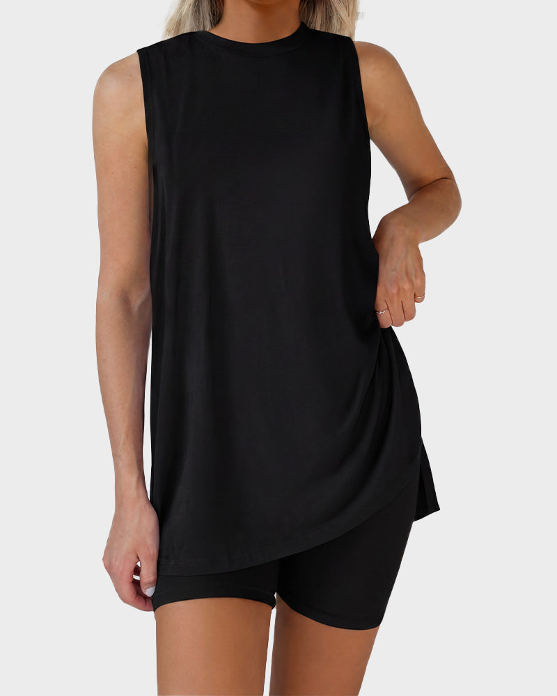 2-Piece Sleeveless Biker Short Lounge Set