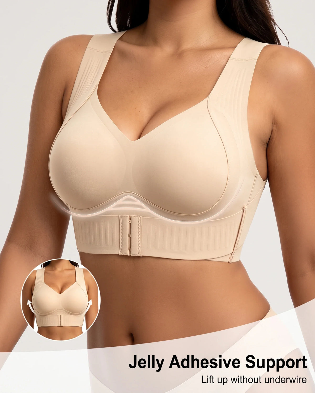 Seamless Front-Closure Wireless Posture Bra