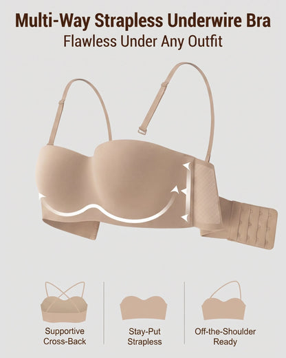 Molded Underwire Strapless Bandeau Bra