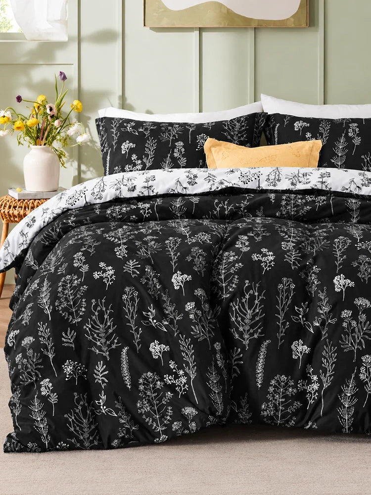 3-Piece Botanical Floral Reversible Comforter Set