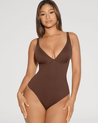 V-Neck Tummy Control Sculpt Bodysuit