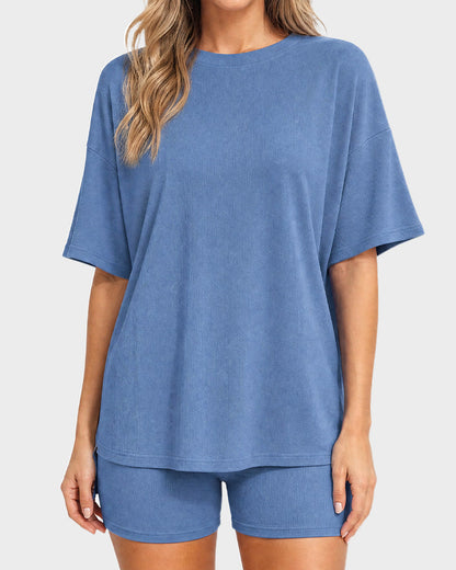 Oversized Crewneck Split Hem Lounge Set