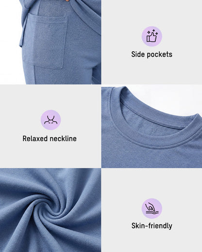 Oversized Crewneck Split Hem Lounge Set