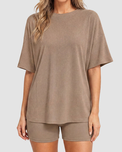 Oversized Crewneck Split Hem Lounge Set