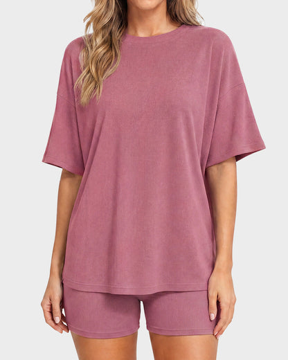Oversized Crewneck Split Hem Lounge Set