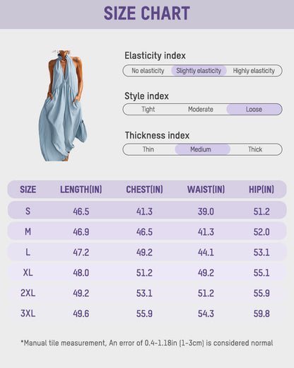 Halter Deep V-Neck Flowy Maxi Dress with Pockets