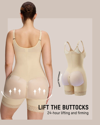 Low Cut Zipper Crotch Full Body Extra Firm Compression Shaper Fajas