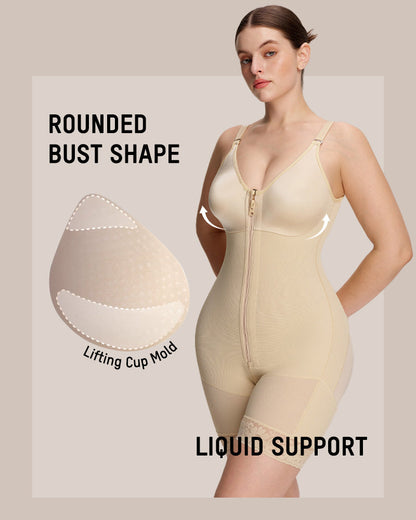 Low Cut Zipper Crotch Full Body Extra Firm Compression Shaper Fajas