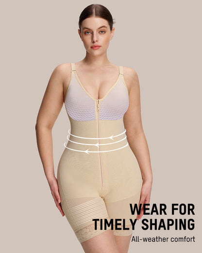 Low Cut Zipper Crotch Full Body Extra Firm Compression Shaper Fajas