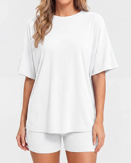 Oversized Crewneck Split Hem Lounge Set