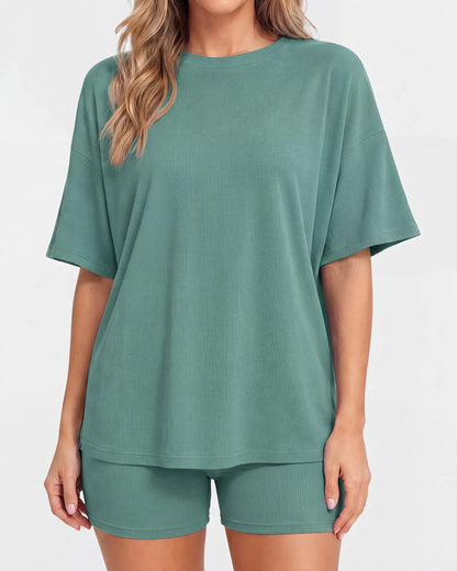 Oversized Crewneck Split Hem Lounge Set